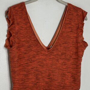 Free People Movement Orange space dye v neck crop top-Size Small